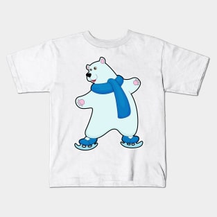 Polar bear at Ice skating with Scarf Kids T-Shirt